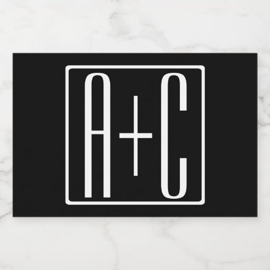 ブラック&ホワイト |カップルイニシャル フードラベル (シングルラベル)