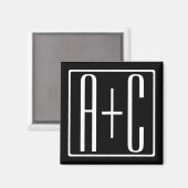 ブラック&ホワイト |カップルイニシャル マグネット (正面/裏面)