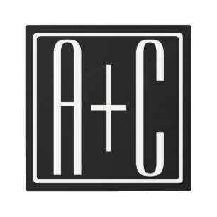 ブラック&ホワイト  カップルイニシャル メタルプリント