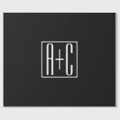 ブラック&ホワイト |カップルイニシャル ラッピングペーパー (フラット)