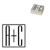 ブラック&ホワイト |カップルイニシャル ラバースタンプ (押印)