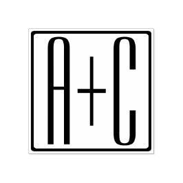 ブラック&ホワイト |カップルイニシャル ラバースタンプ