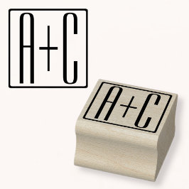 ブラック&ホワイト |カップルイニシャル ラバースタンプ