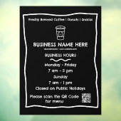 ブラック&ホワイト カフェ QRコード 営業時間 ウィンドウサイン (シート3)