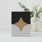 ブラック ホワイト カラー ブロック & ブラウン ダイヤモンド ポストカード (スタンド正面)