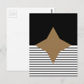 ブラック ホワイト カラー ブロック & ブラウン ダイヤモンド ポストカード (正面/裏面)