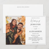 ブラック＆ホワイト カリグラフィー フォト シンプル V2 招待状 (正面/裏面)