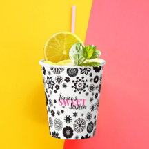 ブラック ホワイト キュート フラワーリー スウィート16 名前入り