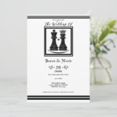 ブラック・ホワイト キング＆クイーン チェス ウェディング 招待状 (スタンド正面)