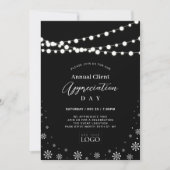 ブラック&ホワイト | クライアント評価パーティーのロゴ 招待状 (正面)