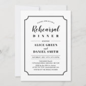 ブラック&ホワイト | クラシック結婚リハーサル 招待状 (正面)