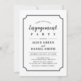 ブラック&ホワイト | クラシック結婚婚約パーティ 招待状