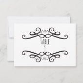 ブラック&ホワイト クラシック ヴィンテージ ウェディング テーブル ナンバー 招待状 (裏面)