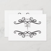 ブラック&ホワイト クラシック ヴィンテージ ウェディング テーブル ナンバー 招待状 (正面/裏面)