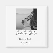 ブラック ホワイト クラシック 保存日付 QRコード 名前 日付を追加 マグネット (正面)