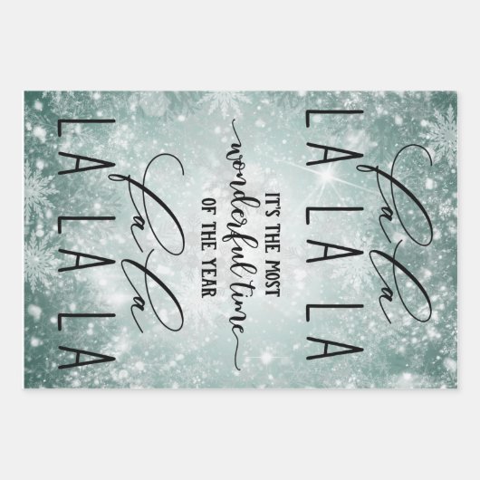 ブラック,ホワイト,クリスマス,スノーフレーク,ホリデー引用文,ギフト ラッピングペーパーシート (正面3)