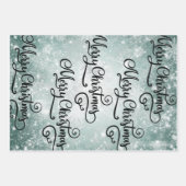 ブラック，ホワイト，クリスマス，スノーフレーク，ホリデー引用文，ギフト ラッピングペーパーシート (正面2)