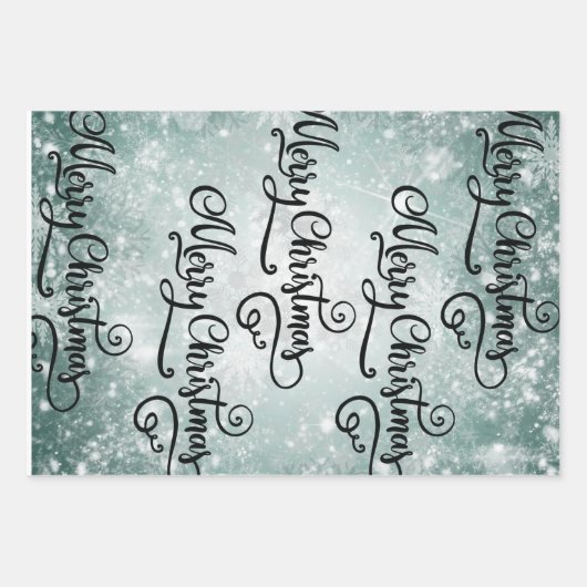 ブラック,ホワイト,クリスマス,スノーフレーク,ホリデー引用文,ギフト ラッピングペーパーシート (正面2)