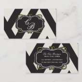 ブラック ホワイト クリーム＆ゴールド ブティック名刺 名刺 (正面/裏面)