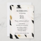 ブラック ホワイト グラム ゴールド カウハイド ウェスタン バースデー 招待状 (正面)