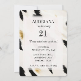 ブラック ホワイト グラム ゴールド カウハイド ウェスタン バースデー 招待状