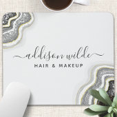 ブラック＆ホワイト グリッター アゲート ジオード ラグジュアリー シック マウスパッド