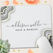 ブラック＆ホワイト グリッター アゲート ジオード ラグジュアリー シック マウスパッド