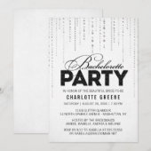 ブラック＆ホワイト グリッター ルック ブライズメイド パーティー 招待状 (正面/裏面)