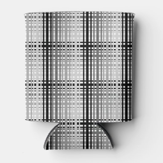 ブラック、ホワイト、グレーの格子状フォームクーラーボックス 缶クーラー (正面)