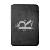 ブラック ホワイト グレー ファミリー ネーム クラシック モノグラム バスマット (正面縦)