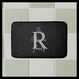 ブラック ホワイト グレー ファミリー ネーム クラシック モノグラム バスマット