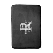 ブラック ホワイト グレー ファミリー ネーム クラシック モノグラム バスマット (正面縦)