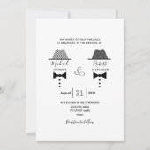 ブラック・ホワイト・ゲイ・ウェディング 招待状 (正面)