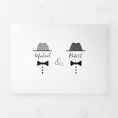 ブラック・ホワイト・ゲイ・フォト・ウェディング 三つ折り招待状 (カバー)