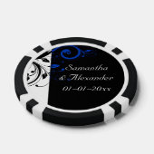 ブラック/ホワイト/コバルトブルーはっきりしたスワール結婚ズ ポーカーチップ (シングル)