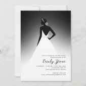 ブラック&ホワイト コートゥール ウェディングドレス ブライズシャワー 招待状 (正面)