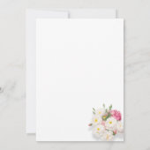 ブラック ホワイト コーラル ピンク フラワー フレーム ウェディング 招待状 (裏面)