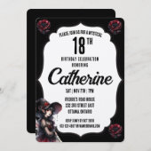 ブラック&ホワイト ゴシック バースデー 招待状 (正面/裏面)