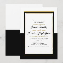 ブラック×ホワイト×ゴールドのモダンでエレガントなウェディング 招待状