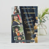 ブラック・ホワイト・ゴールドの写真 卒業パーティー招待状 招待状 (スタンド正面)
