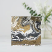 ブラック、ホワイト、ゴールドの抽象的なノートカード (スタンド正面)