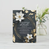 ブラック・ホワイト・ゴールドの花輪の結婚式 詳細 エンクロージャーカード (スタンド正面)