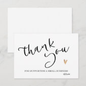 ブラック ホワイト ゴールド カリグラフィー サンクス カード (正面/裏面)