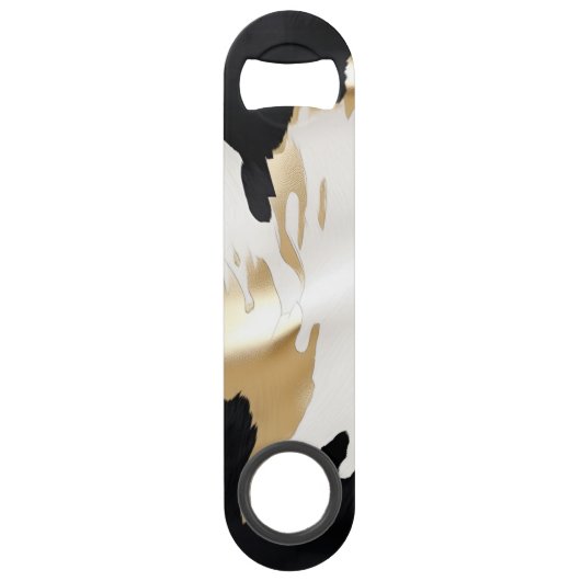 ブラック ホワイト ゴールド サウスウエスト カウハイド ブライダルシャワー スピード栓抜き (裏面)