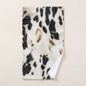 ブラック ホワイト ゴールド サウスウエスト カウハイド ブライダルシャワー バスタオルセット (ハンドタオル)