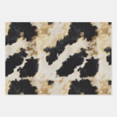 ブラック ホワイト ゴールド サウスウエスト カウハイド 誕生日 ラッピングペーパーシート (正面3)