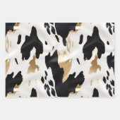 ブラック ホワイト ゴールド サウスウエスト カウハイド 誕生日 ラッピングペーパーシート (正面2)