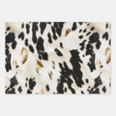 ブラック ホワイト ゴールド サウスウエスト カウハイド 誕生日 ラッピングペーパーシート (正面)