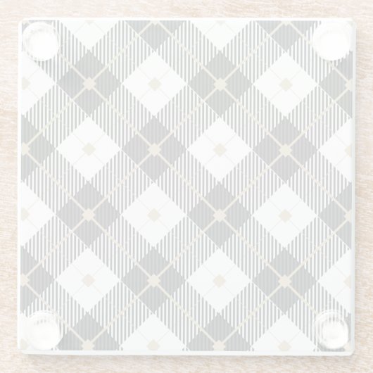 ブラック ホワイト ゴールド バッファロープレイド ガラスコースター (裏面)