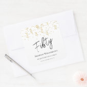 ブラック・ホワイト・ゴールド フィフティ 50歳の誕生日パーティー スクエアシール (封筒)